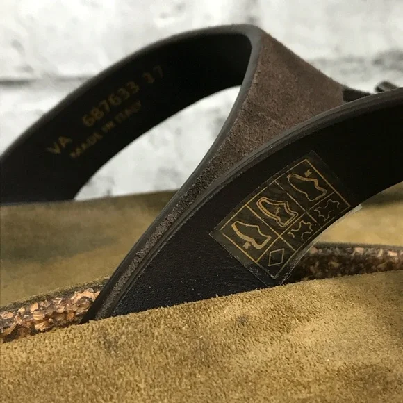 NIB Saint Laurent T Strap Thong Suede and Cork Sandals - Size 37 - Picture 6 of 11